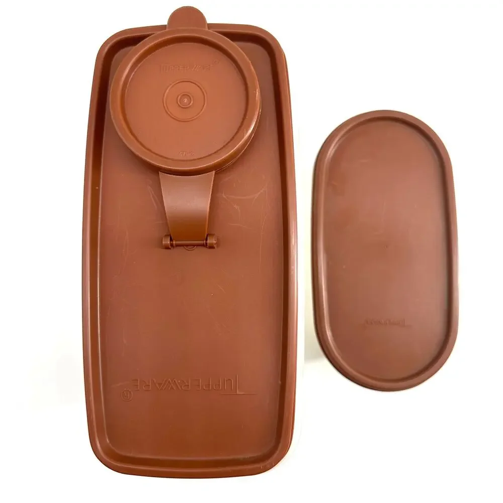 Vintage Tupperware Pour All Pitcher w Lid + Small container brown lids storage